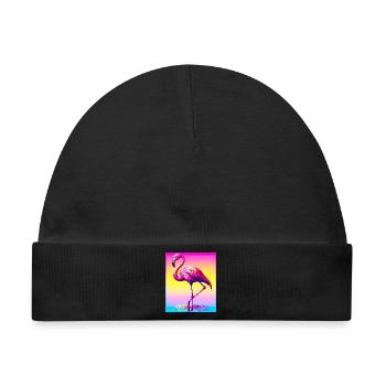 Flamingo - Baby Premium Organic Mütze - Schwarz - Vorne