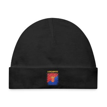 Lanzarote FlaggenDesign mit Wellenmuster - Baby Premium Organic Mütze - Schwarz - Vorne
