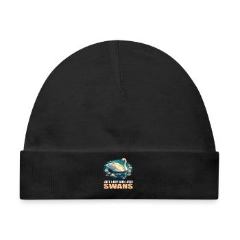 Schwäne Schwan - Baby Premium Organic Mütze - Schwarz - Vorne