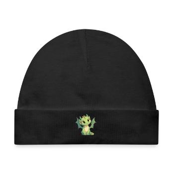 Drachen Drache - Baby Premium Organic Mütze - Schwarz - Vorne