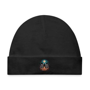 Skeleton Camper Hiker Bonfire Halloween Camping - Baby Premium Organic Mütze - Schwarz - Vorne