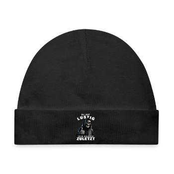 Sensenmann Spruch Du bist lustig Totenkopf Motiv - Baby Premium Organic Mütze - Schwarz - Vorne