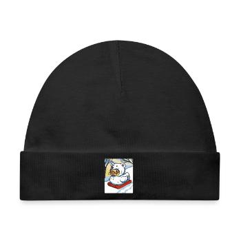 Winterschneemobil mit Sprechende Ente Bärenkostüm - Baby Premium Organic Mütze - Schwarz - Vorne
