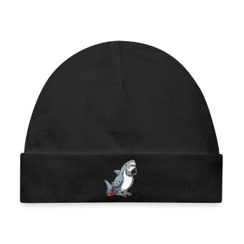 Cartoon Graupapagei Haifisch Kostüm - Baby Premium Organic Mütze - Schwarz - Vorne