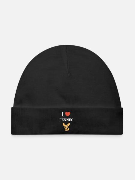 Ich liebe Fennec Design T-Shirt - Baby Premium Organic Mütze - Schwarz