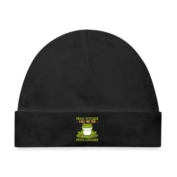 Frog Catcher Frog Fetcher Call Me Frog - Baby Premium Organic Mütze - Schwarz - Vorne