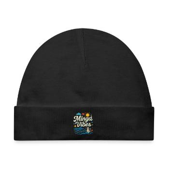 Minga Vibes München Skyline Design - Baby Premium Organic Mütze - Schwarz - Vorne
