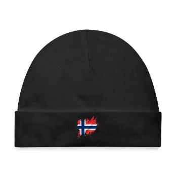 Norwegische Flagge, zerrissen Stil - Baby Premium Organic Mütze - Schwarz - Vorne