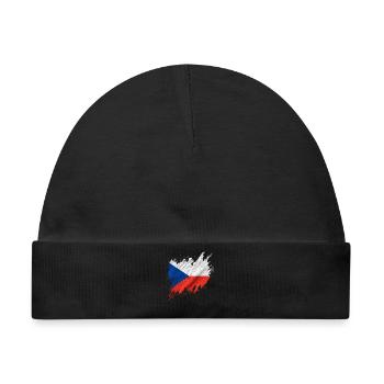 Flagge von Tschechien im zerrissenen Stil - Baby Premium Organic Mütze - Schwarz - Vorne