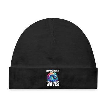 Happiness Comes In Waves - Baby Premium Organic Mütze - Schwarz - Vorne