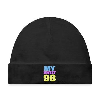 98 - Baby Premium Organic Mütze - Schwarz - Vorne