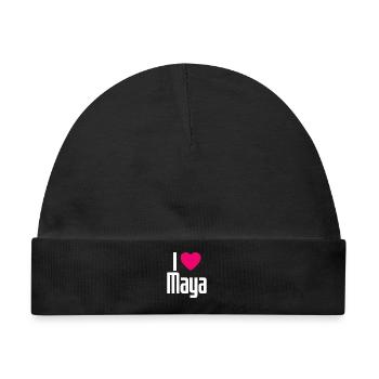 I Love Maya Pinkes Herz Ich liebe Maya - Baby Premium Organic Mütze - Schwarz - Vorne