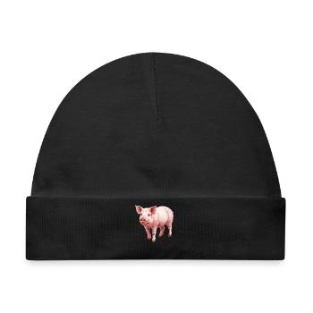 Schweine Schwein - Baby Premium Organic Mütze - Schwarz - Vorne