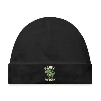 Kräischen Dino Sechs Sieben - Baby Premium Organic Mütze - Schwarz - Vorne