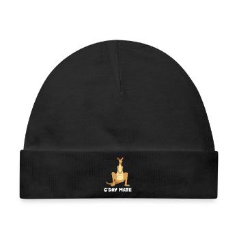 Känguru G'DAY Mate Shirt - Baby Premium Organic Mütze - Schwarz - Vorne