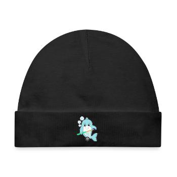 Delfin Billiard Queue Sport - Baby Premium Organic Mütze - Schwarz - Vorne
