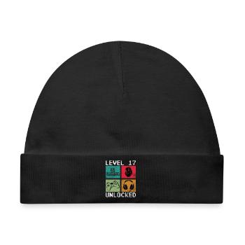 Level 17 Unlocked Retro Gamer - Baby Premium Organic Mütze - Schwarz - Vorne