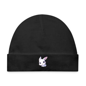 Hasen Hase - Baby Premium Organic Mütze - Schwarz - Vorne