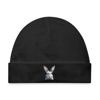 Hasen Hase - Baby Premium Organic Mütze - Schwarz - Vorne