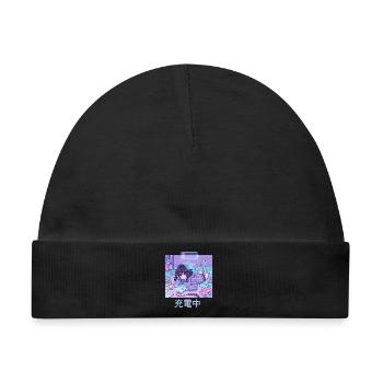 Anime Girl Low Battery Aufladen Pixel Art - Baby Premium Organic Mütze - Schwarz - Vorne