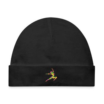 Turnerin Gymnastik bunt Handstand Turnen Mädchen - Baby Premium Organic Mütze - Schwarz - Vorne