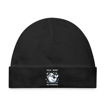 Seehund-Modus an | Robbe Mood - Baby Premium Organic Mütze - Schwarz - Vorne