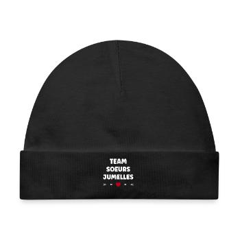 Team Zwillingsschwestern - Baby Premium Organic Mütze - Schwarz - Vorne