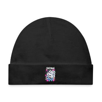 Kitsune Japan Pagode – Anime Fuchsgeist  - Baby Premium Organic Mütze - Schwarz - Vorne