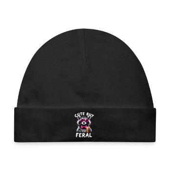 Cute But Feral Waschbär mit Pinker Brille - Baby Premium Organic Mütze - Schwarz - Vorne
