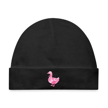 Patchwork Ente Rosa - Baby Premium Organic Mütze - Schwarz - Vorne