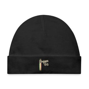 Vintage 86 Retro Stripes Logo - Baby Premium Organic Mütze - Schwarz - Vorne