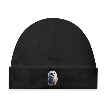 Schneeeule Weiße Eule Kauz Uhu Owl Schnee Eulen - Baby Premium Organic Mütze - Schwarz - Vorne