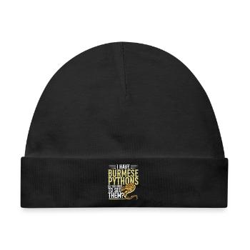 Burmesische Python HDE Schlangen-Stofftier-Reptil - Baby Premium Organic Mütze - Schwarz - Vorne
