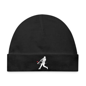 Baseball Schlagmann Silhouette Herz - Baby Premium Organic Mütze - Schwarz - Vorne