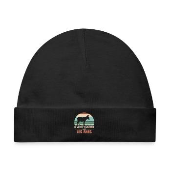 Das Leben ist schöner mit Tierhumor der Esel - Baby Premium Organic Mütze - Schwarz - Vorne