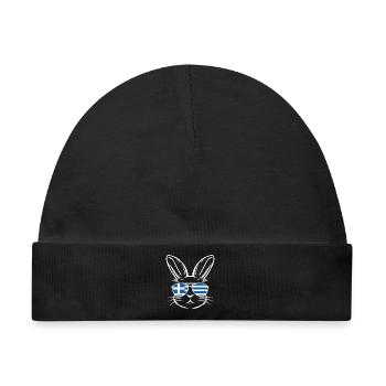 Griechische Oster-griechische Flagge Osterhase - Baby Premium Organic Mütze - Schwarz - Vorne