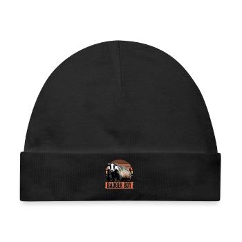 Funny Animal Badger - Baby Premium Organic Mütze - Schwarz - Vorne