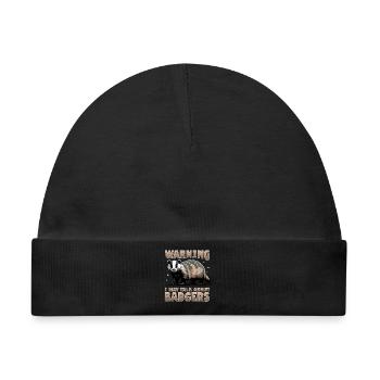 Funny Animal Badger - Baby Premium Organic Mütze - Schwarz - Vorne