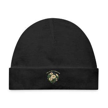 Spüre, wie es durch ihn wächst Blumendesign - Baby Premium Organic Mütze - Schwarz - Vorne