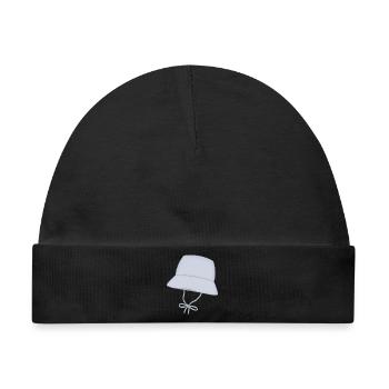 Pastell Bucket Hat mit Kinnband - Baby Premium Organic Mütze - Schwarz - Vorne