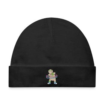 Hula Hup Hullern Huller Hoop Faultier - Baby Premium Organic Mütze - Schwarz - Vorne
