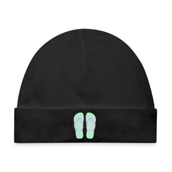 Mint Flip-Flops Lavendelriemen - Baby Premium Organic Mütze - Schwarz - Vorne