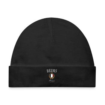 Reims Frankreich Wappen Krone – Reise Souvenir - Baby Premium Organic Mütze - Schwarz - Vorne