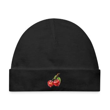 Kirsche - Baby Premium Organic Mütze - Schwarz - Vorne