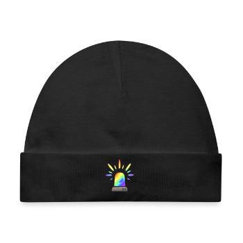 Regenbogen Sirene Warnleuchte - Baby Premium Organic Mütze - Schwarz - Vorne