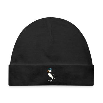 Puffin mit Mütze - Baby Premium Organic Mütze - Schwarz - Vorne