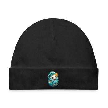 Curacao Welle mit Fußball - Baby Premium Organic Mütze - Schwarz - Vorne