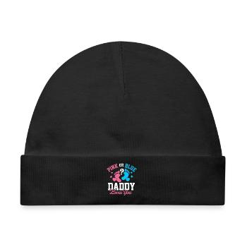 Pink oder Blue Daddy Loves You Geschlechtsoffenbarung - Baby Premium Organic Mütze - Schwarz - Vorne