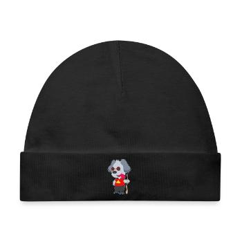 Hund Billiard Queue - Baby Premium Organic Mütze - Schwarz - Vorne