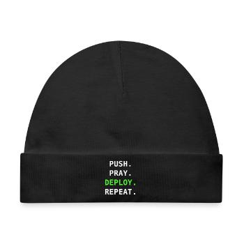 Push. Pray. Deploy. Repeat. – DevOps Design - Baby Premium Organic Mütze - Schwarz - Vorne